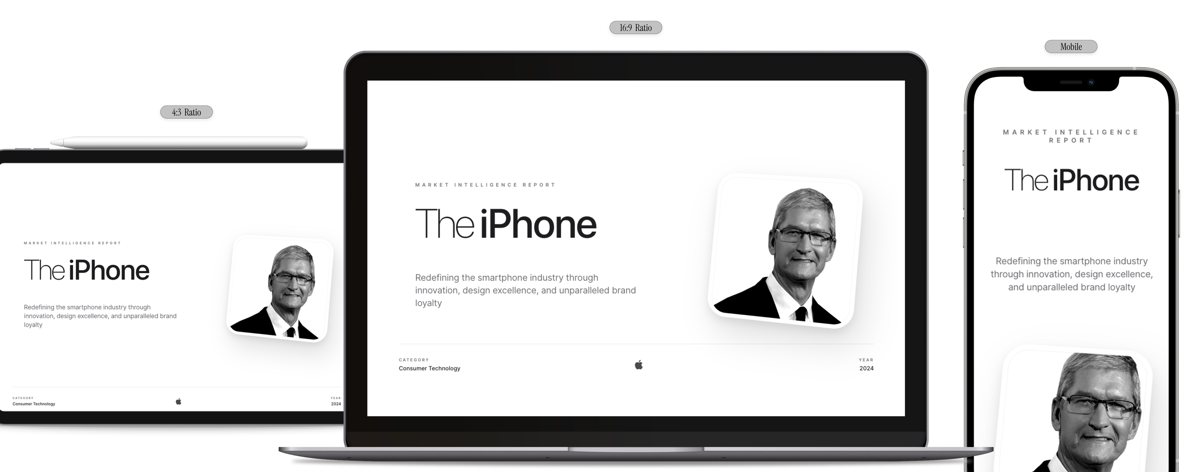 Presentation on laptop, tablet, and phone